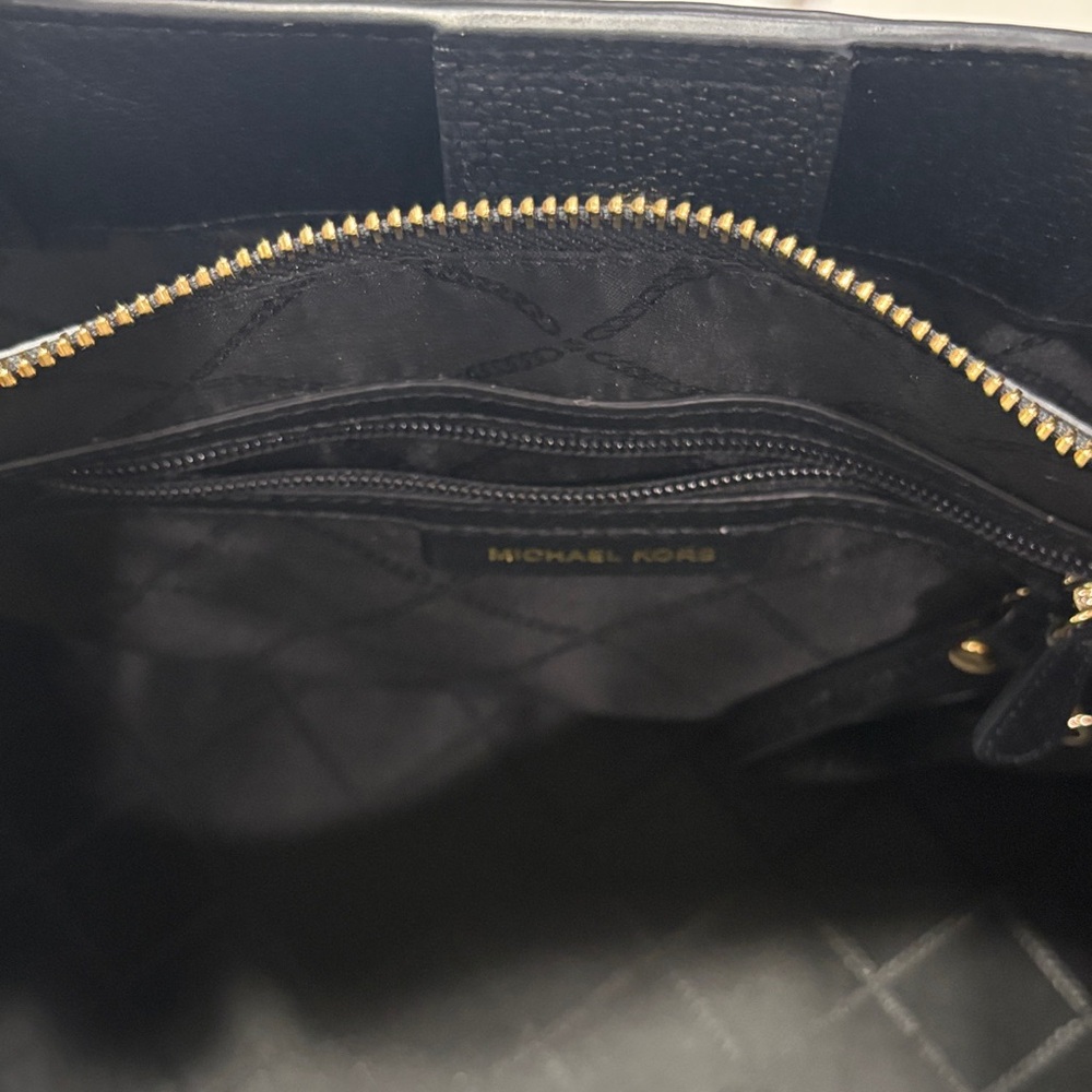 Michael Kors Black Leather Satchel with Gold Hardware - Picture 7 of 17